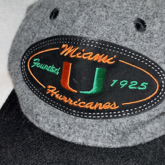 Miami Hurricanes men’s grey and black wool blend adjustable baseball hat O/S - Picture 2 of 7